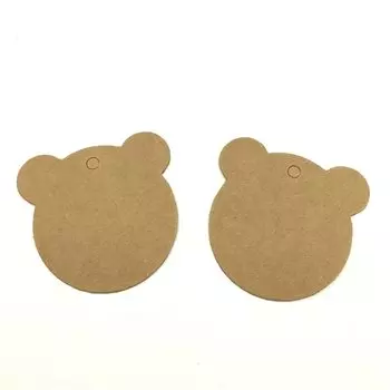 Бирки из крафт-бумаги с головой медведя 6*6 см