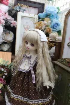 BJD кукла платье подойдет для детей в возрасте от 1/31/41/6MSD и Blythes Ретро Украшенные платье с квадратным носком с бантом и простые белые женские аксессуары для волос