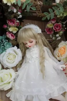 BJD кукла платье подойдет для детей в возрасте от 1/31/41/6MSD Blythes модные Феи белого цвета; Стеганое трикотажное платье-платье + белые женские аксессуары для волос комплект из двух предметов