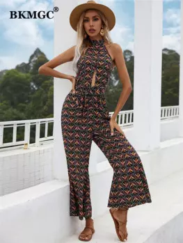 BKMGC сексуальный комбинезон Клубная одежда женские наряды без рукавов с высокой талией Модный повседневный женский комбинезон с открытой спиной на лето 6185