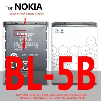 BL 5CA/4C/5B/5C/ Аккумулятор для Nokia 1110 1111 1200 5130XM 7600 N70 E60 5030 C2-00 X2-01 1202 1265 3230 5070 5140 1112 1208 1600