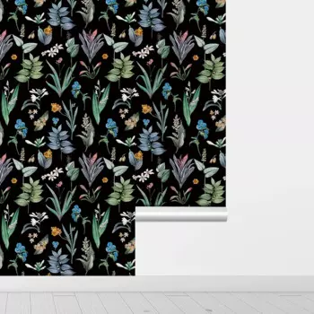 Самоклеящиеся обои JIFFDIFF, черные и зеленые цветы и листья, ПВХ