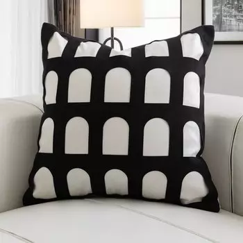 Black White Suede Arch Hollow Pillow Cover Decorative Light Luxury Geometric Patchwork Pillow Cases Living Room Bedroom Pillows