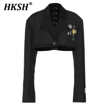 Блейзер HKSH Женский, короткая ассиметричная юбка с подвеской, блейзер в уличном стиле, Осень-зима H2694