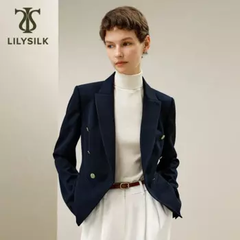 Блейзер LILYSILK женский шерстяной, приталенный двубортный формальный наряд из шелка, роскошная верхняя одежда для женщин, 16 Момми