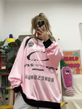 Блестящая футболка в стиле хип-хоп с длинным рукавом и надписью