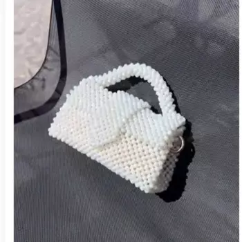 Блестящая Изысканная сумка через плечо ручной работы с бусинами и цепочкой, модные белые женские сумки, настраиваемая цветная сумка с отделкой