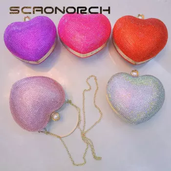 Блестящая женская вечерняя сумочка, дизайнерский кошелек в форме сердца, свадебные сумки через плечо, роскошные клатчи, Женская вечерняя сумка, кошельки