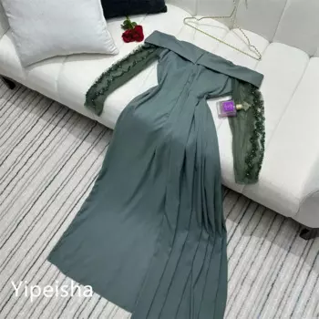 Блестящее Изысканное трикотажное платье-трапеция с бисером и драпировкой на День святого Валентина, платье с открытыми плечами на заказ, Платья Миди