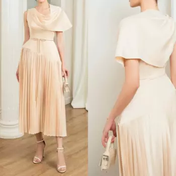 Блестящее Изысканное вечернее трикотажное платье Jiayigong с бантом и драпировкой, ТРАПЕЦИЕВИДНОЕ ПЛАТЬЕ на одно плечо, платья миди на заказ