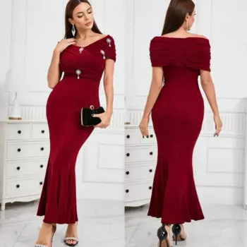 Блестящее изысканное высококачественное трикотажное платье с бисером, женское пляжное платье-Русалка с открытыми плечами на заказ, Платья Миди