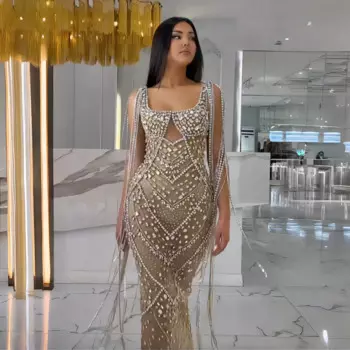 Блестящее женское платье-футляр с кисточками и цепочкой, костюм для вечеринки на день рождения, для выступления, для ночного клуба, певицы, сценическая одежда