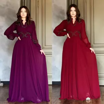 Блестящие изысканные высококачественные платья трапециевидной формы с v-образным вырезом длиной до пола, шифоновые платья Es со стразами по индивидуальному заказу