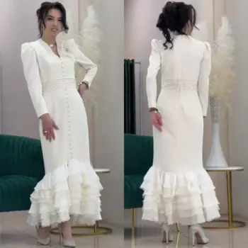 Блестящие изысканные высококачественные трикотажные пуговицы с рюшами и цветами на заказ, пляжное платье с v-образным вырезом, платье миди на заказ