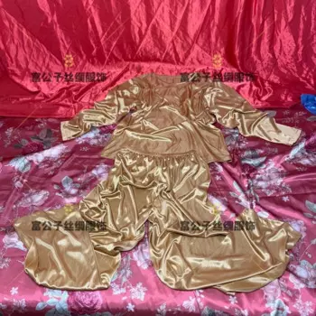 Блестящие мужские комплекты из 2 предметов на весну и осень, спортивные топы и брюки, женская пижама для сна