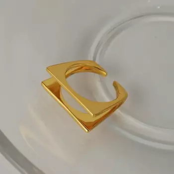 Блестящие Серебряные открытые кольца с отполированным пазом, золотистые кольца ручной работы R1090