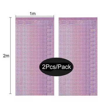 Блестящие занавески для вечеринки, серебряно-розовое золото, 2 шт