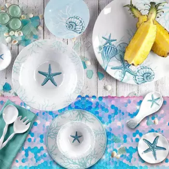 Блестящий чехол для стола с блестящими чешуйками и хвостом русалки, Настольная дорожка для океана, блестящий декоративный чехол для обеденного стола с блестками