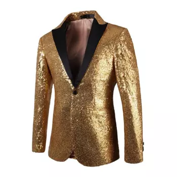Блестящий золотистый блейзер для мужчин, стильный пиджак в стиле 50-х годов для дискотеки, мужской костюм для диджея, ночного клуба, сцены, певицы, танцев, мужской костюм 5XL