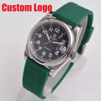 Bliger 36 мм/39 мм NH35 механизм Роскошные мужские автоматические механические часы с сапфировым стеклом корпус из нержавеющей стали резиновый ремешок для часов