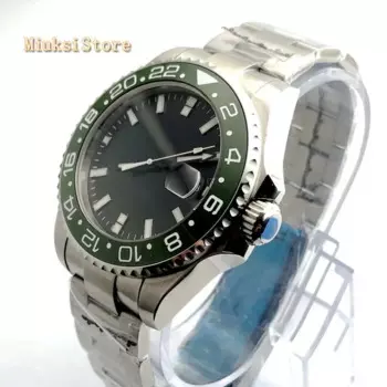 Bliger 43 мм черный циферблат сапфировое стекло керамический Безель Дата Окно автоматические механические мужские Роскошные наручные часы подарок