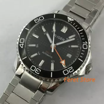 BLIGER Новые 41 мм топ бизнес GMT механические часы сапфировое стекло черный циферблат керамический ободок Дата светящиеся Мужские автоматические часы