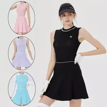 Blktee новые женские трикотажные майки для гольфа с круглым вырезом эластичная рубашка без рукавов Женская облегающая короткая юбка с высокой талией спортивный костюм для гольфа из 2 предметов