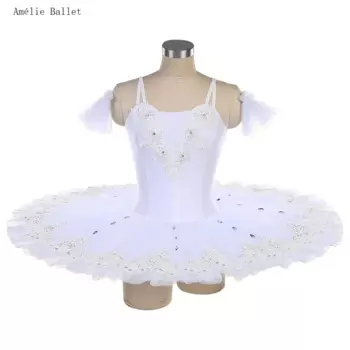 BLL048 Белый спандекс, предпрофессиональная балетная танцевальная пачка для женщин и девочек, сценические костюмы, блинная пачка