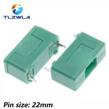 Блок предохранителей 100 шт., 5 х20 мм, 250 В, байонетный тип, держатель предохранителя с крышкой, зеленый цвет, 5 х20 мм, клемма PCB, расстояние ступни 15 мм 22 мм