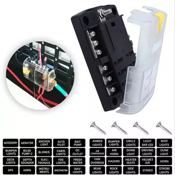 Блок предохранителей 12 способов 6 способов блока предохранителей 100 А отрицательная шина водонепроницаемая для 12 В/24 В грузовик автомобиль лодка морской RV панель распределения питания