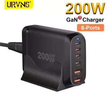 Блок зарядного устройства USB C 200 Вт, 6-портовая станция GaN III для быстрой зарядки PPS PD 100 Вт, адаптер для ноутбука MacBook Pro/Air iPhone 15 Samsung