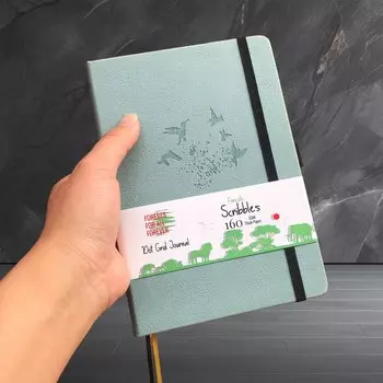 Блокнот Addi Из Плотной Кремовой Бумаги, 160 Страниц, Штампованный Сеткой 5*5 Мм, Дизайн С Птичьим Узором