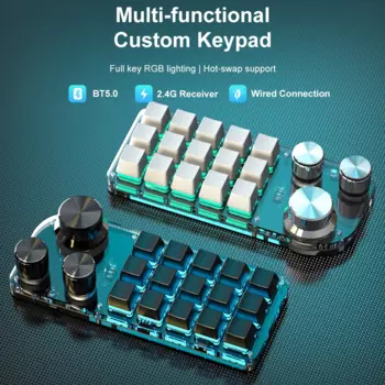 Bluetooth 5,0 программирование пользовательская макроклавиатура RGB механическая клавиатура для игровой клавиатуры Photoshop механическая горячая замена Macropad