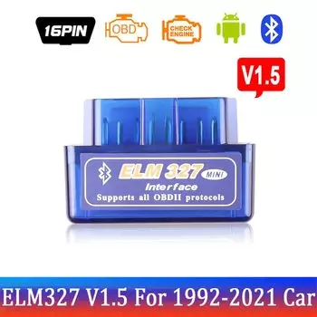 Bluetooth ELM327 MINI Inter Face V1.5 Автомобильный сканер OBD2 считыватель кодов инструмент для диагностики автомобиля проверка двигателя V1.5 для 1992-2021 автомобиля