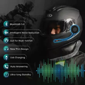 Bluetooth-гарнитура для мотоциклетного шлема 5,0, беспроводной комплект для телефонных звонков, стерео гарнитура с защитой от помех, музыкальный плеер