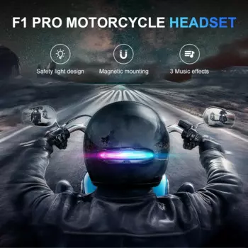 Bluetooth-гарнитура Fodsports F1 Pro мотоциклетная со светодиодной подсветкой и FM-радио Шлем Гарнитура,Переговорное устройство bluetooth для шлема,велосипедный динамик