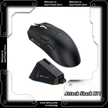 Bluetooth-мышь Attack Shark X11 PAW3311, магнитная зарядка, RGB-док-станция, трехрежимная игровая мышь, настройка киберспорта, ПК, геймер, мужские подарки