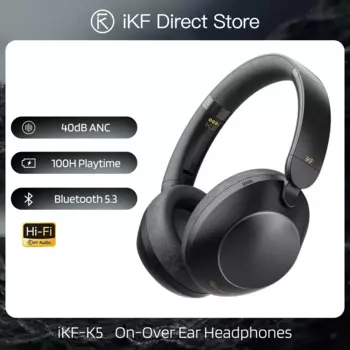 Bluetooth-наушники iKF-K5 HiFi, беспроводные наушники с шумоподавлением и ии, гарнитура с активным шумоподавлением и 2 микрофонами, воспроизведение 100 часов