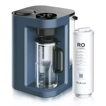 Bluevua RO100ROPOT-LITE Настольная система фильтрации воды обратного осмоса, 5-ступенчатая очистка, 3:1 Pure для слива