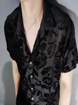 Блузка бархатная мужская с коротким рукавом