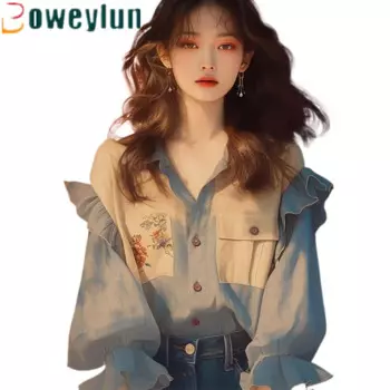 Блузка Boweylun женская шифоновая с рукавом и оборками