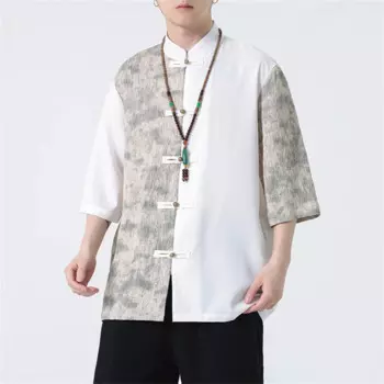 Блузка мужская из вискозы, с коротким рукавом, 5XL