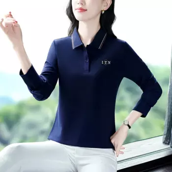 Блузка-поло женская, люксовая одежда, топ, красивые рубашки, повседневные топы, Молодежные футболки с длинным рукавом для гольфа, эстетичная футболка