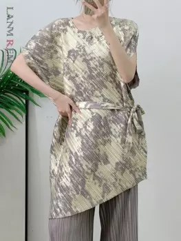 Блузка с принтом и прямые брюки для женщин, 2 шт.