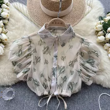 Блузка Женская Летняя короткая со шнуровкой