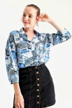 Блузка женская с рисунком, весна-осень 2021