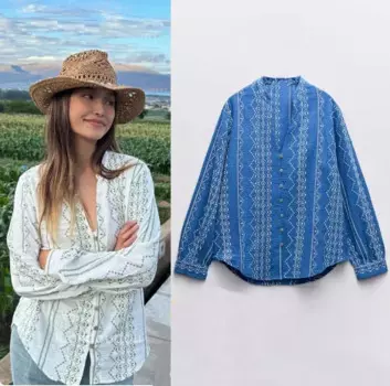 Блузка женская с V-образным вырезом и длинным рукавом