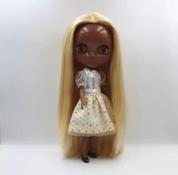 Blygirl Blyth кукла из светлого золота прямые волосы новая кожа кукла общее тело 7 суставов глубокая черная кожа DIY кукла может изменить макияж вид