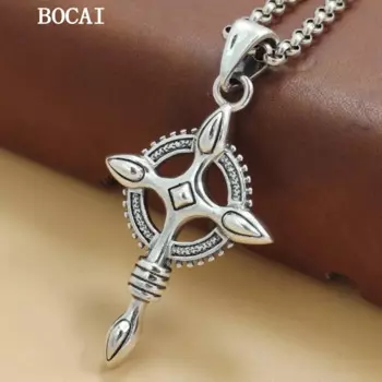 BOCAI S925 Стерлингового Серебра Хип-Хоп Личность Крест Подвеска для Мужчин и Женщин Подарок