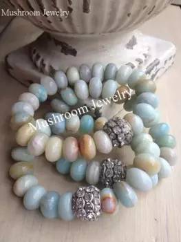 BohoChic растягивающийся браслет из бисера и амазонита, женский браслет в стиле бохо